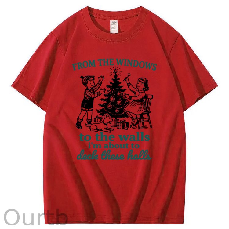 Christmas To The Walls  Pattern100% Cotton T-Shirt