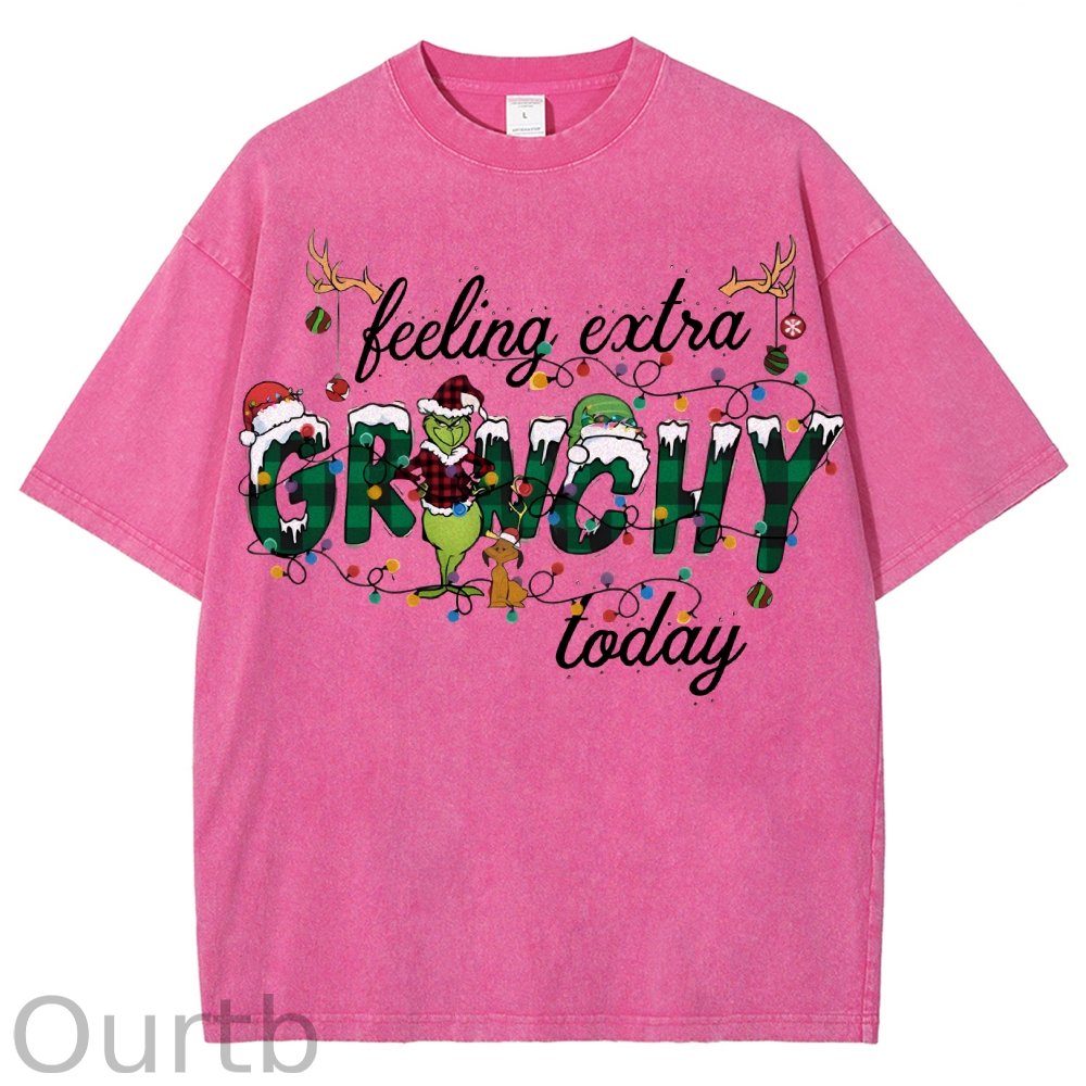 Unisex Christmas Printed Washed Tee