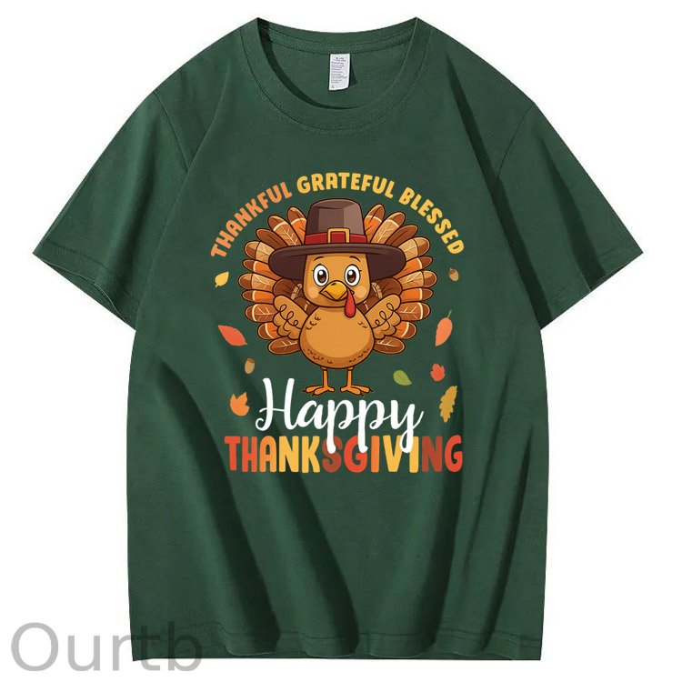 Happy Thanksgiving Pattern100% Cotton T-Shirt