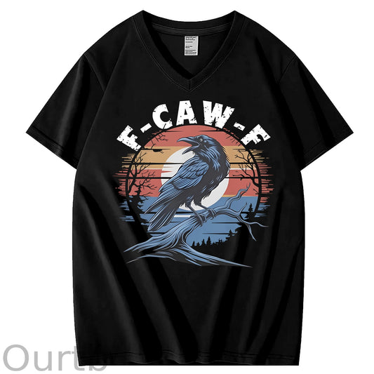 F-Caw-F Crow 100% Cotton V Neck T-Shirt