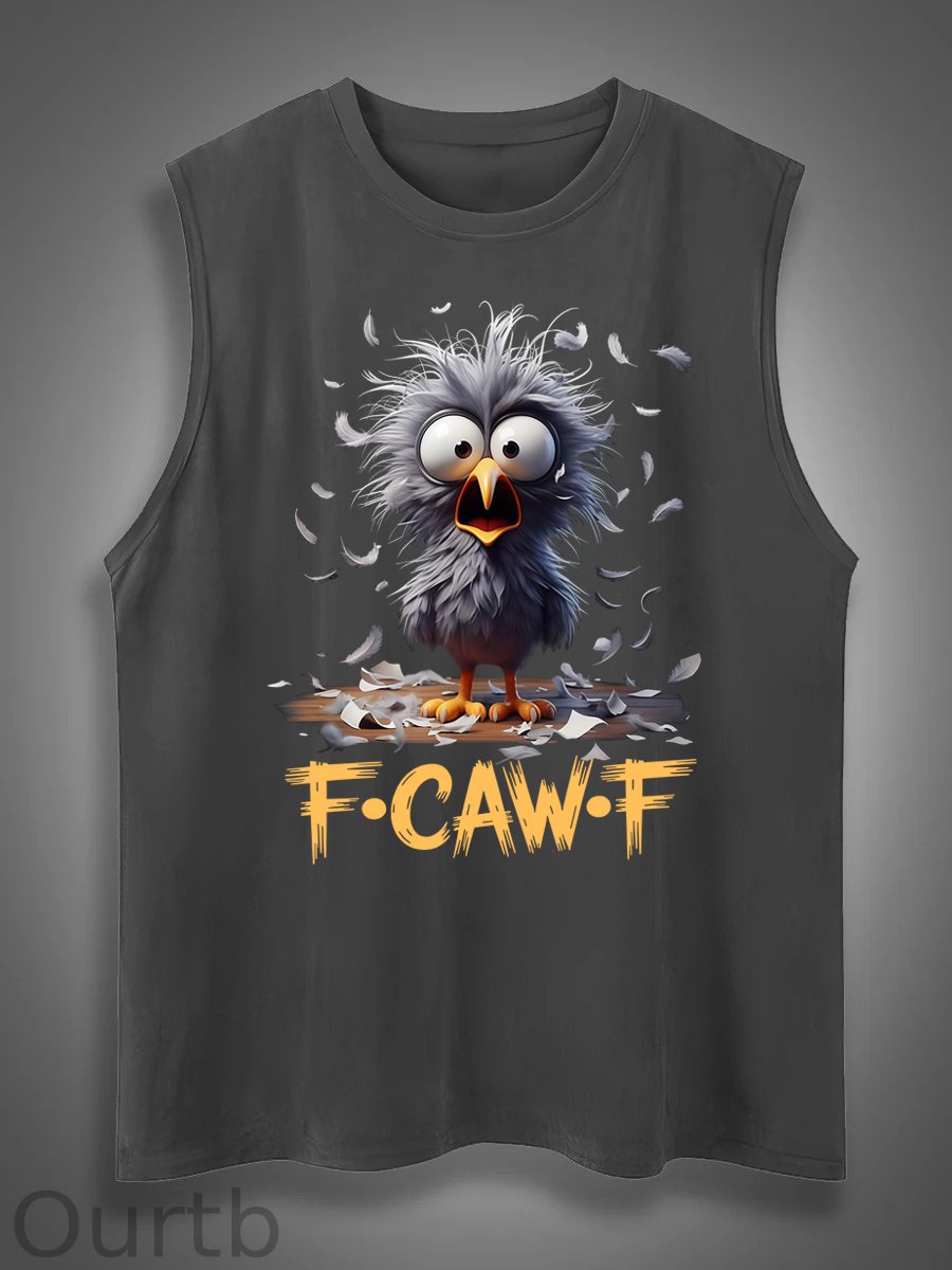 Funny F-Caw-F Chicken Print Cotton Sleeveless Tank Tops