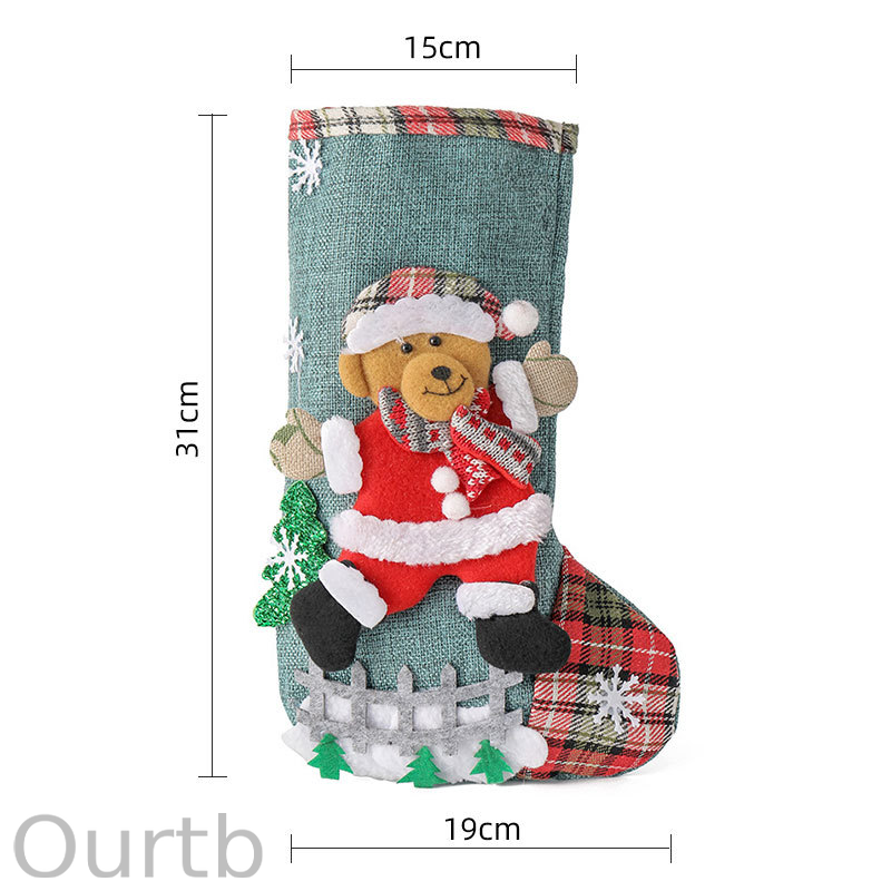 Christmas Linen Large Christmas Stocking Ornament Gift Bag Gift Bag