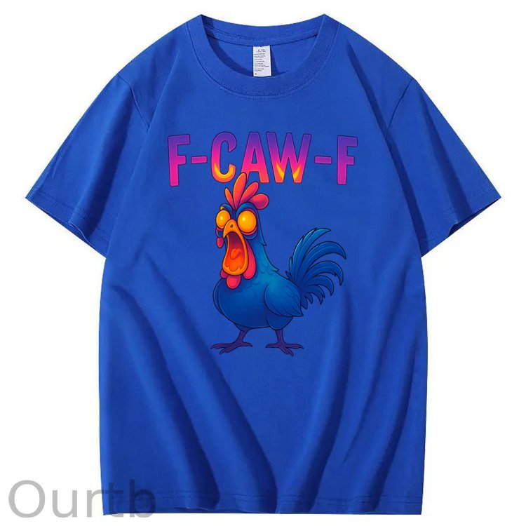 F-Caw-F Color Gradient Chicken Pattern100% Cotton T-Shirt