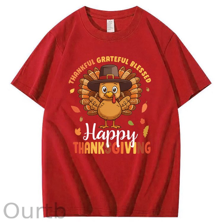 Happy Thanksgiving Pattern100% Cotton T-Shirt