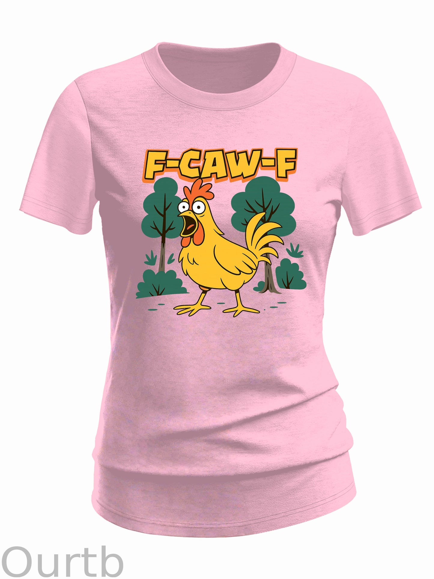 F-Caw-F  Crazy Shocked Chicken Pattern 100% Cotton  T-Shirt