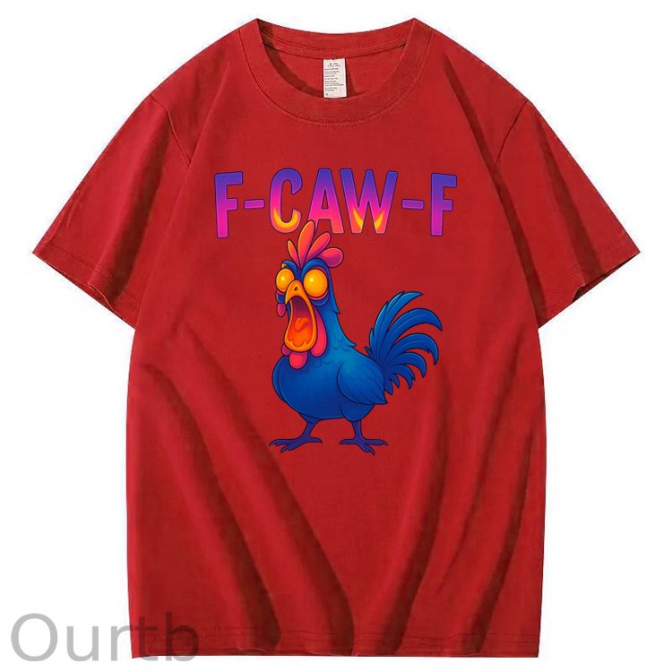 F-Caw-F Color Gradient Chicken Pattern100% Cotton T-Shirt