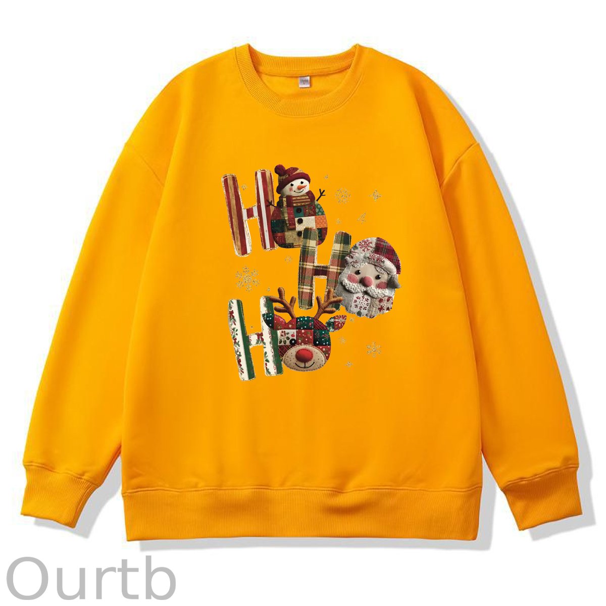 Christmas Ho Ho Ho  Pattern 100% 300g CottonCrew Neck Sweatshirt