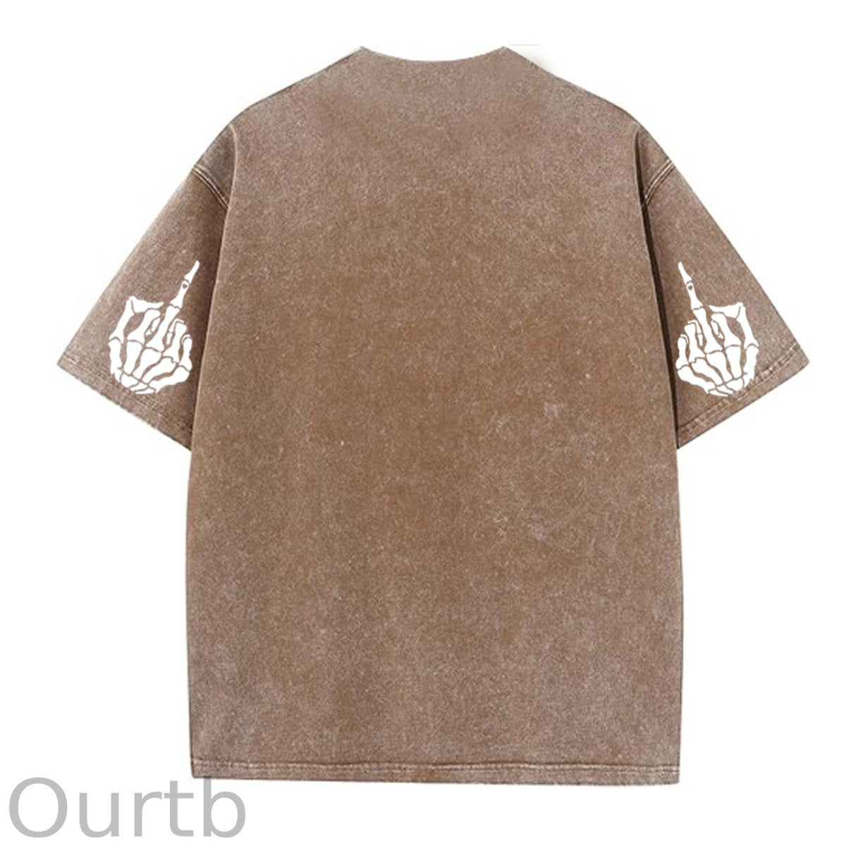 Have A Great Day Pattern  Washed Distressed Crew Neck 100% Cototon T-Shirt