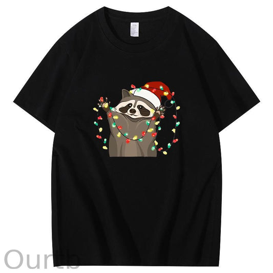 Raccoon Christmas Light T-Shirt