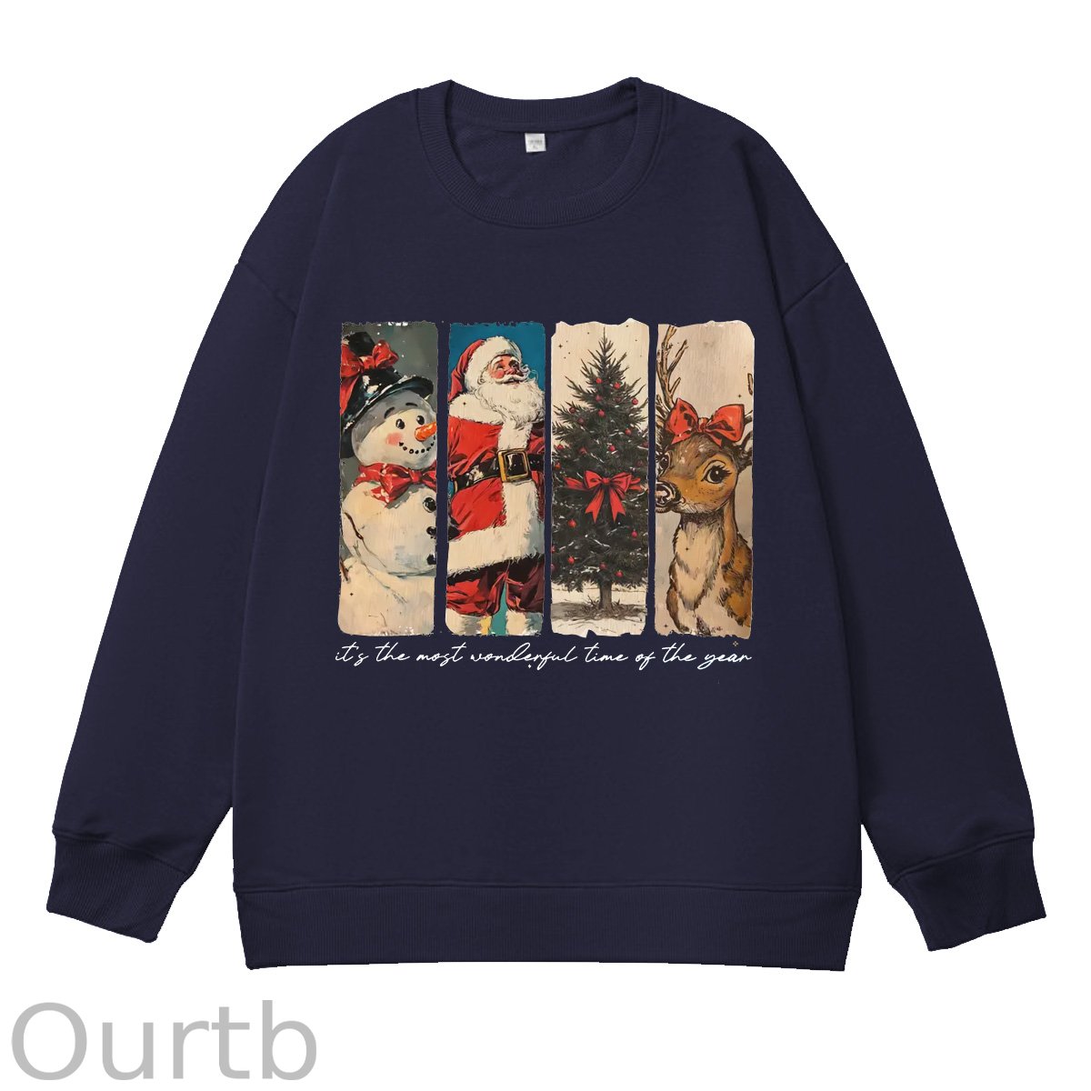 It's The Most Wonderful Time Of The Year Pattern 100% 300g CottonCrew Neck Sweatshirt