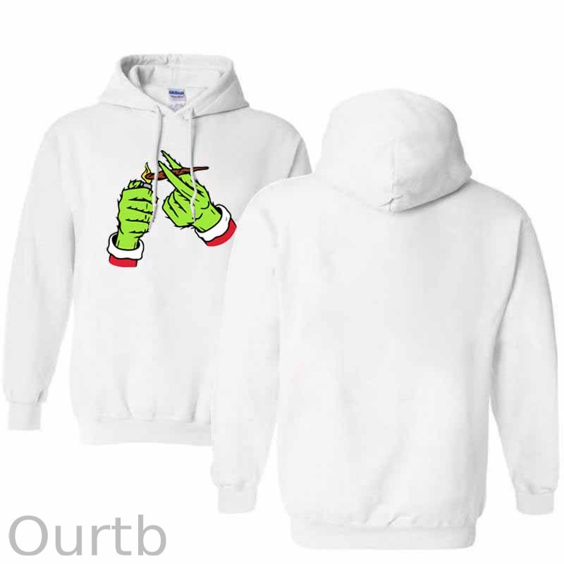 Christmas Green Hairy Monster Hand  Pattern 100% 300g Cotton Classic Hoodie