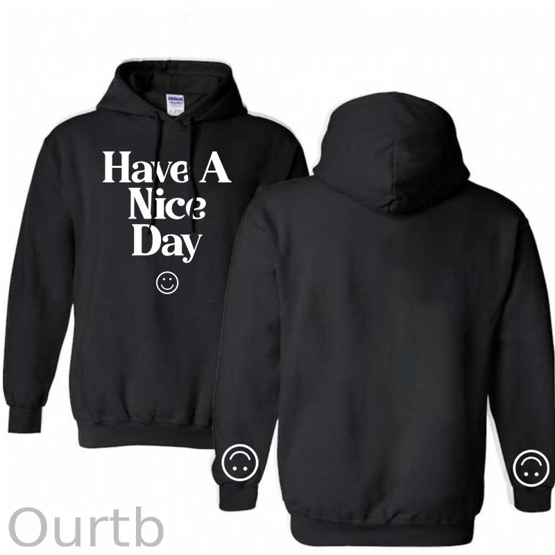 Have A Nice Day Smile  Pattern 100% 300g Cotton Classic Hoodie