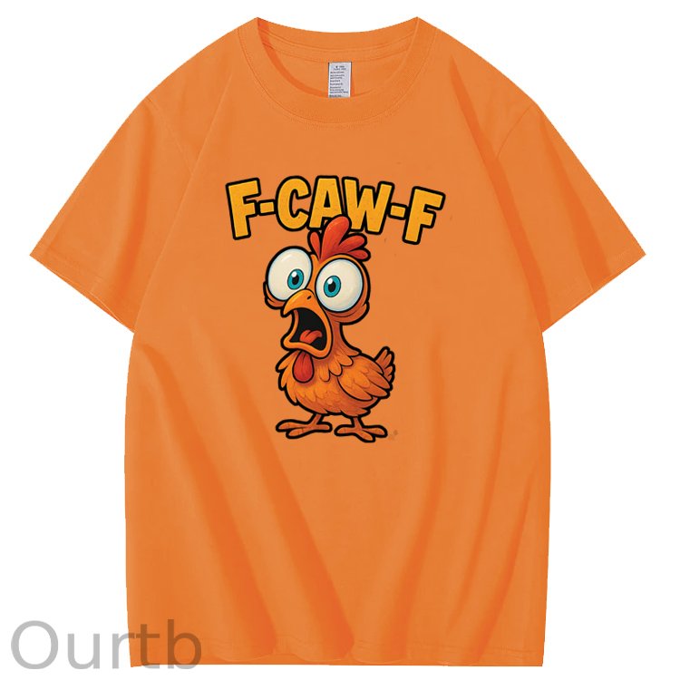 F-Caw-F Shock Chicken Pattern100% Cotton T-Shirt
