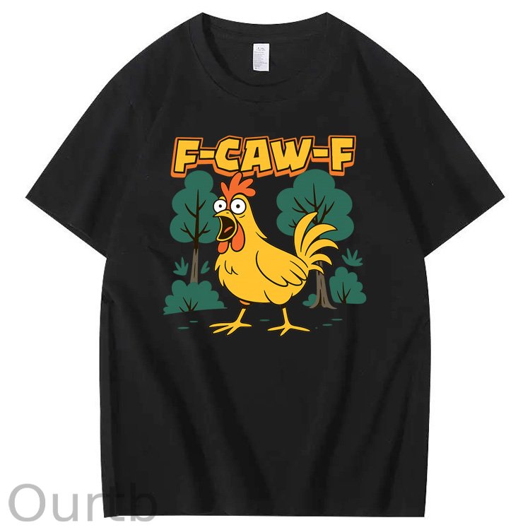 F-Caw-F Crazy Shock Chicken Pattern100% Cotton T-Shirt
