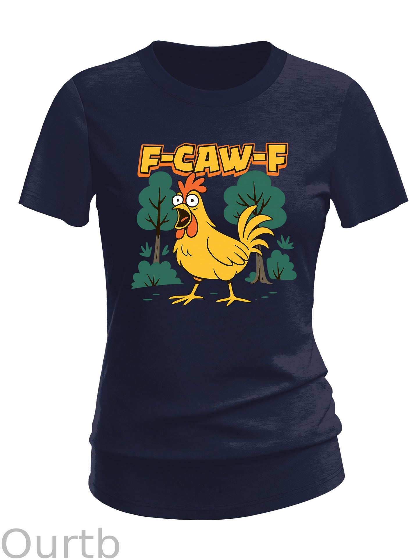 F-Caw-F  Crazy Shocked Chicken Pattern 100% Cotton  T-Shirt