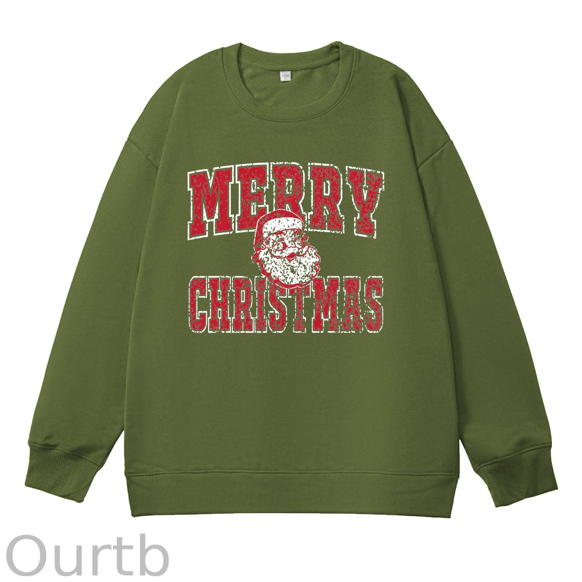 Merry Christmas Pattern 100% 300g CottonCrew Neck Sweatshirt
