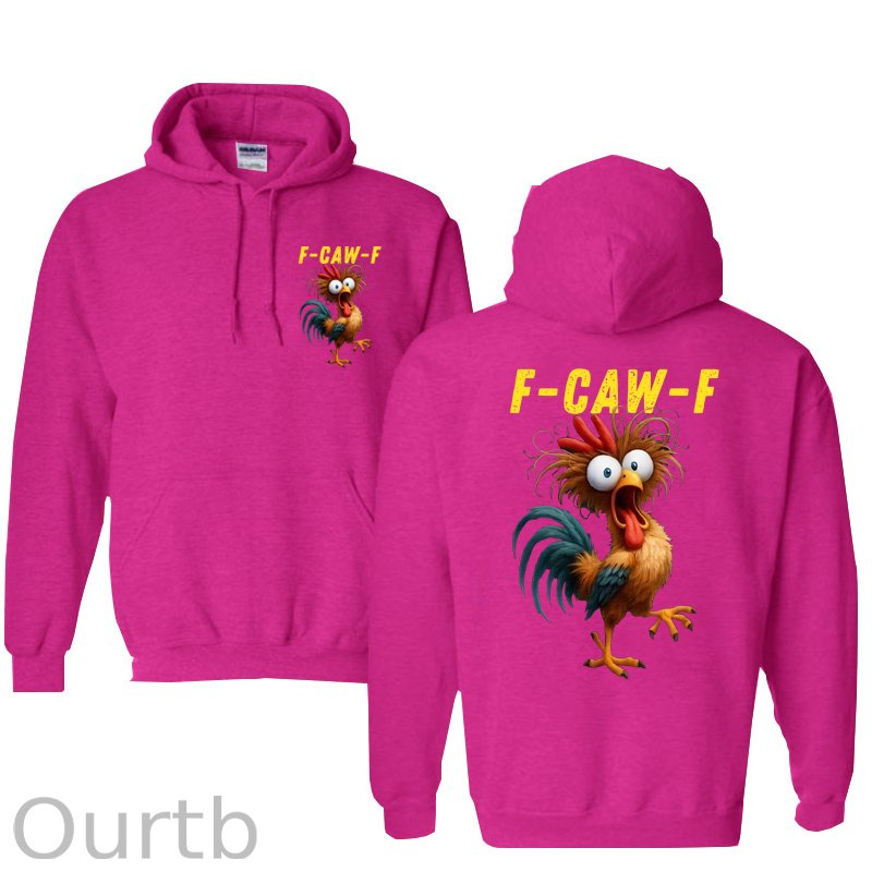 F-Caw-F Crazy Chicken  Pattern 100% 300g Cotton Classic Hoodie