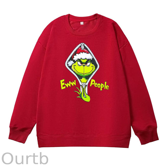 Christmas Eww People Pattern 100% 300g CottonCrew Neck Sweatshirt