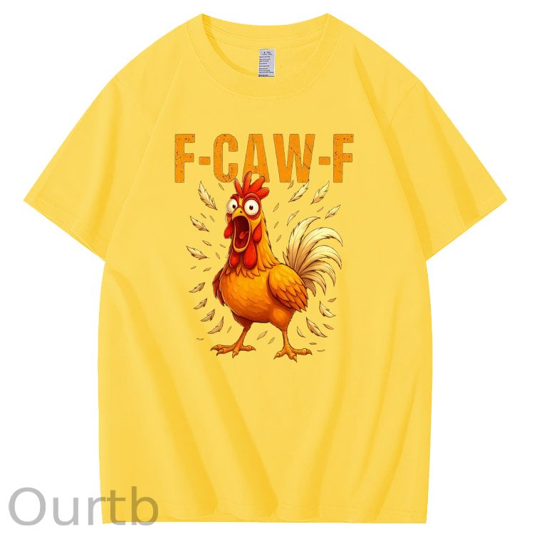 F-Caw-F Crazy Chickens Pattern100% Cotton T-Shirt