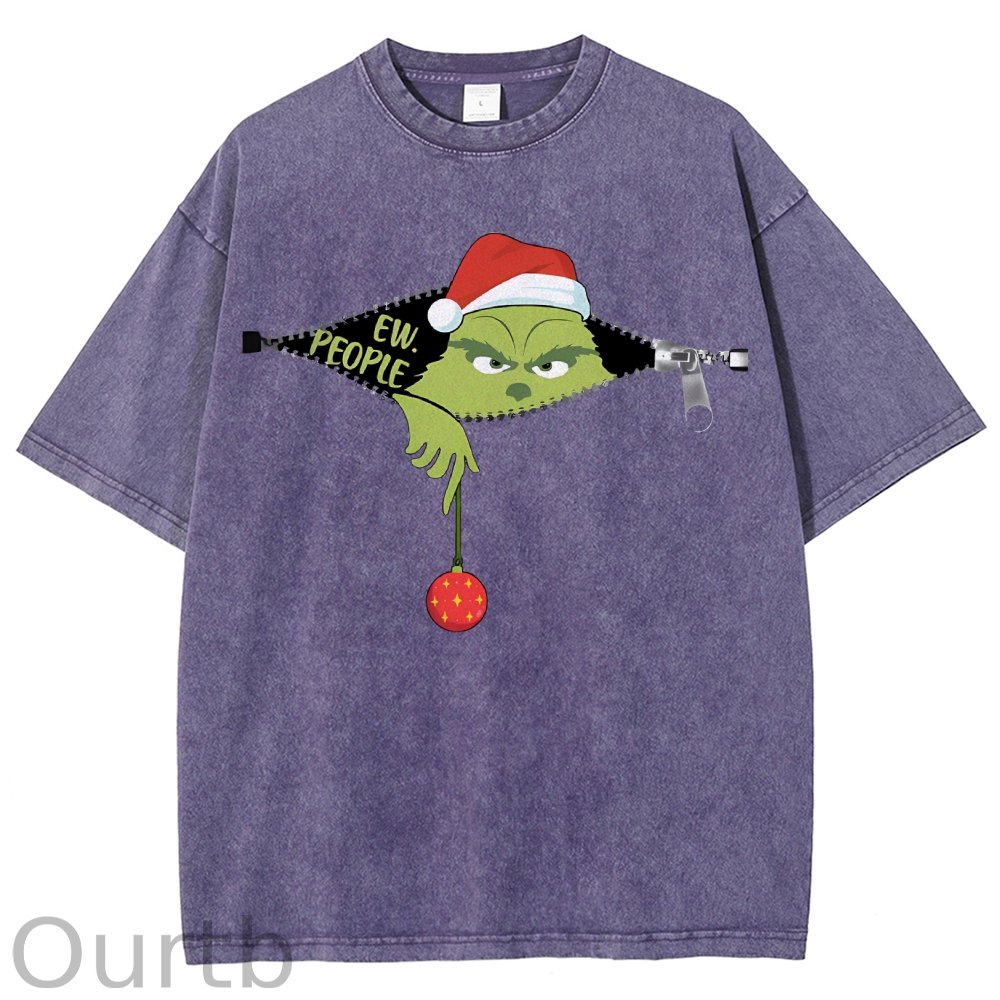 Unisex Christmas EW People Printed Washed Tee