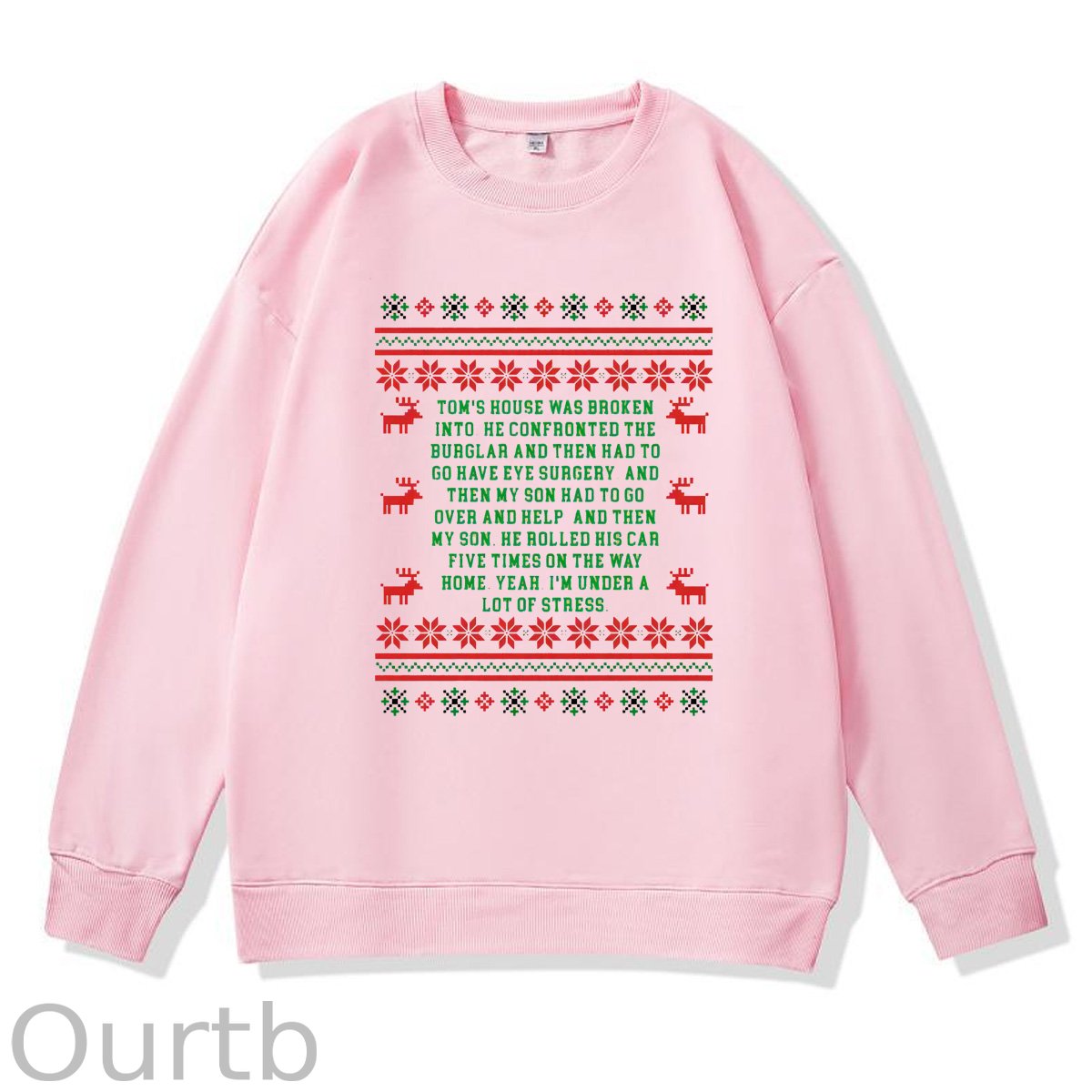 Christmas  Pattern 100% 300g CottonCrew Neck Sweatshirt