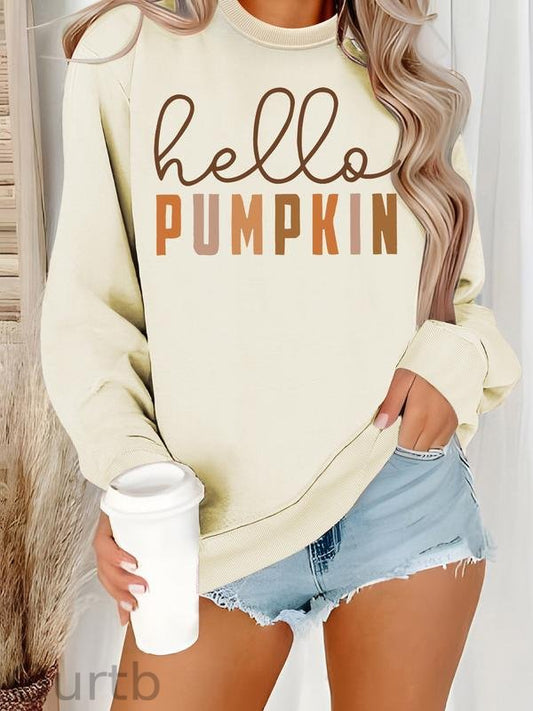 Thanksgiving Hello Pumpkin 100% Cotton Fleece Sweatshirt