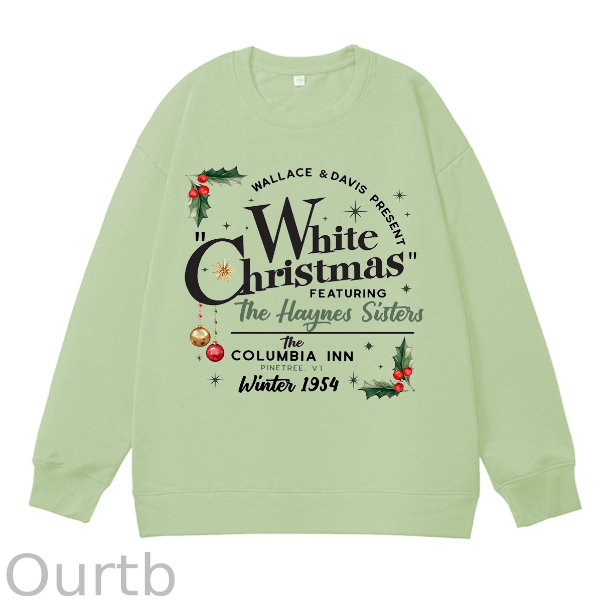 White Christmas Pattern 100% 300g CottonCrew Neck Sweatshirt