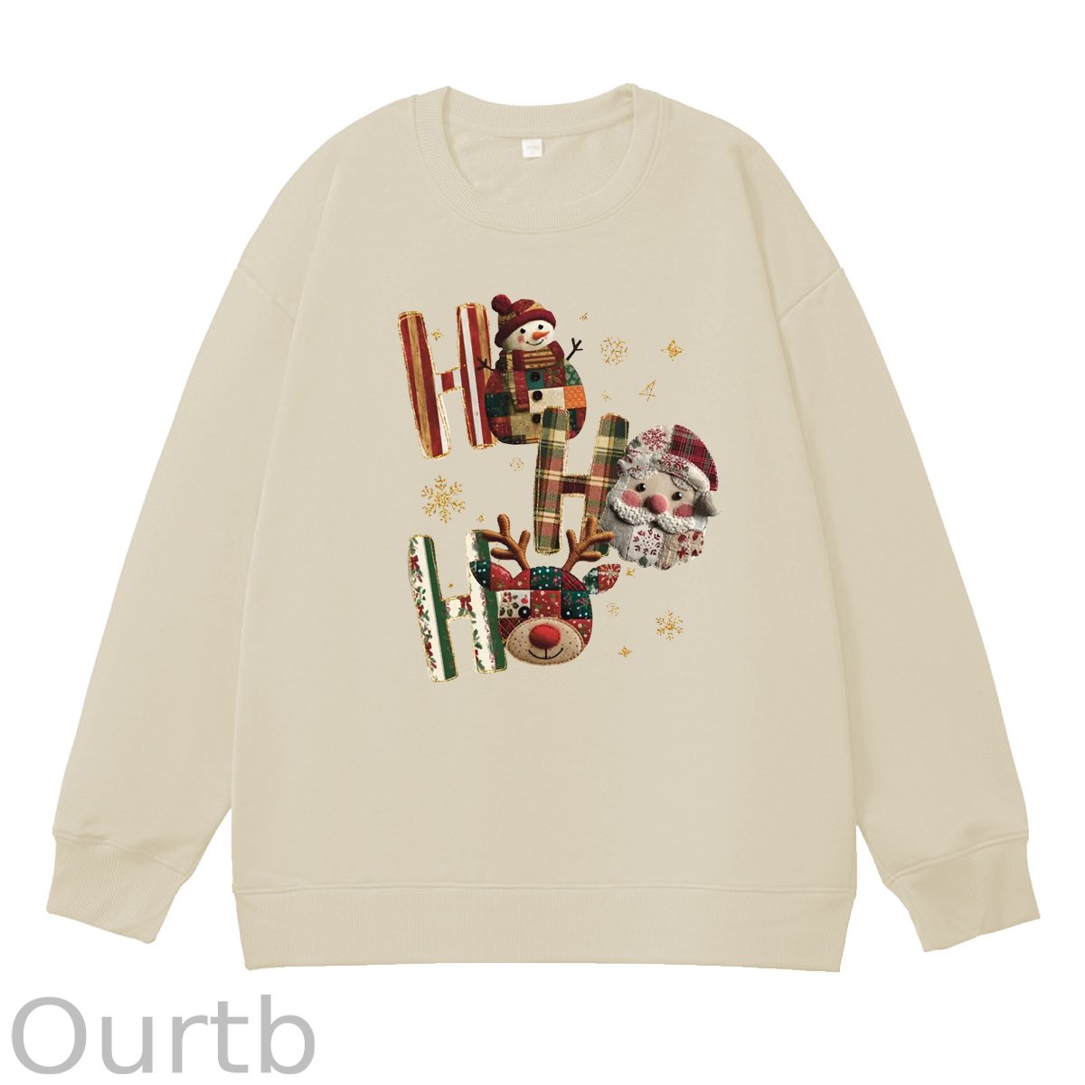 Christmas Ho Ho Ho  Pattern 100% 300g CottonCrew Neck Sweatshirt