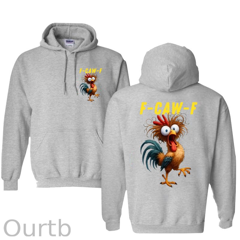 F-Caw-F Crazy Chicken  Pattern 100% 300g Cotton Classic Hoodie