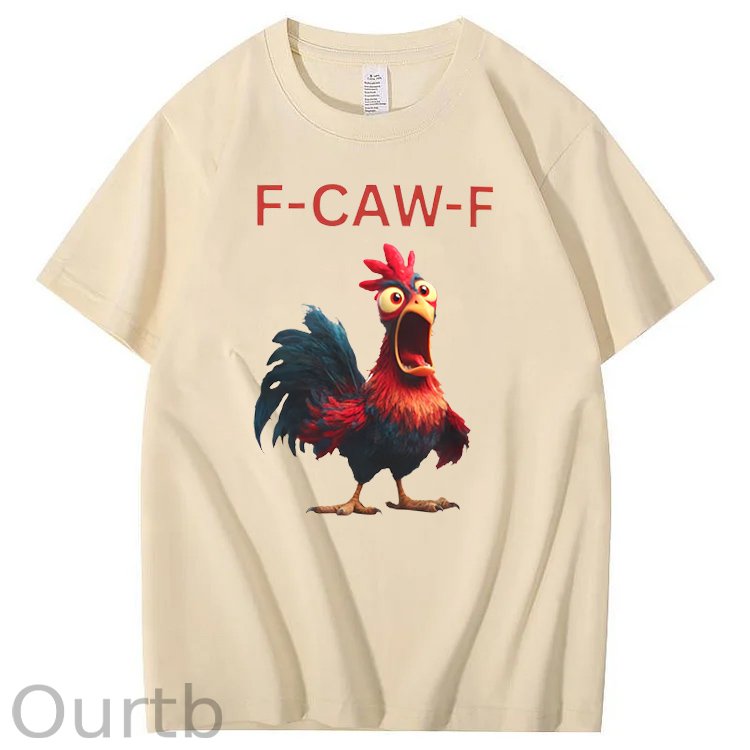 F-Caw-F  Shock Chicken Pattern100% Cotton T-Shirt