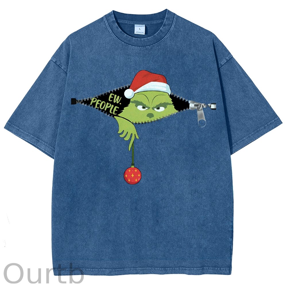 Unisex Christmas EW People Printed Washed Tee