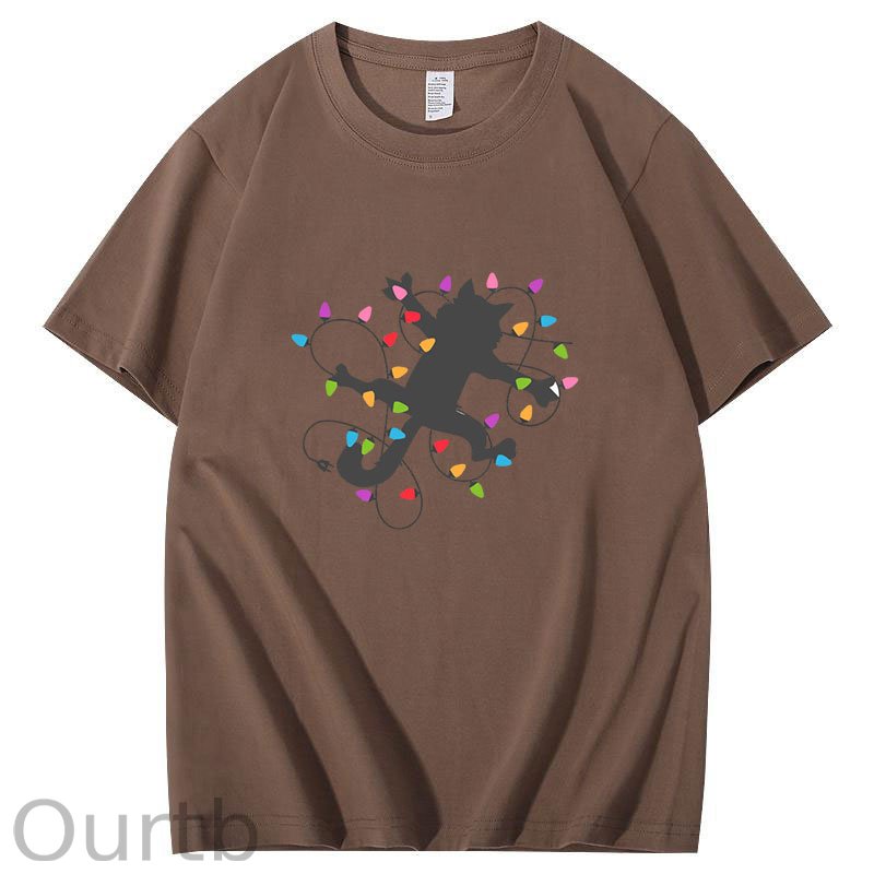 Cat Wrapped In Christmas Lights T-Shirt