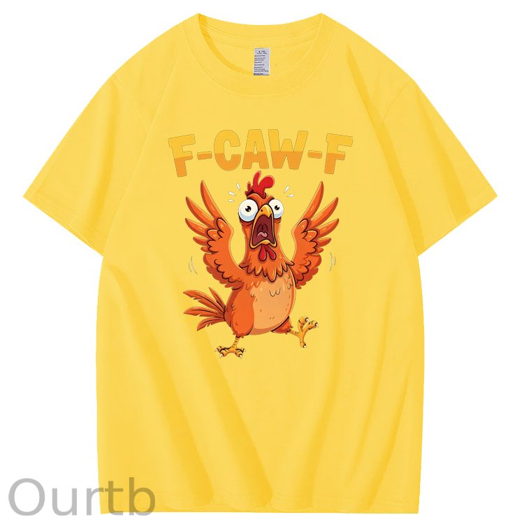 F-Caw-F Crazy Jumped Chicken Pattern100% Cotton T-Shirt