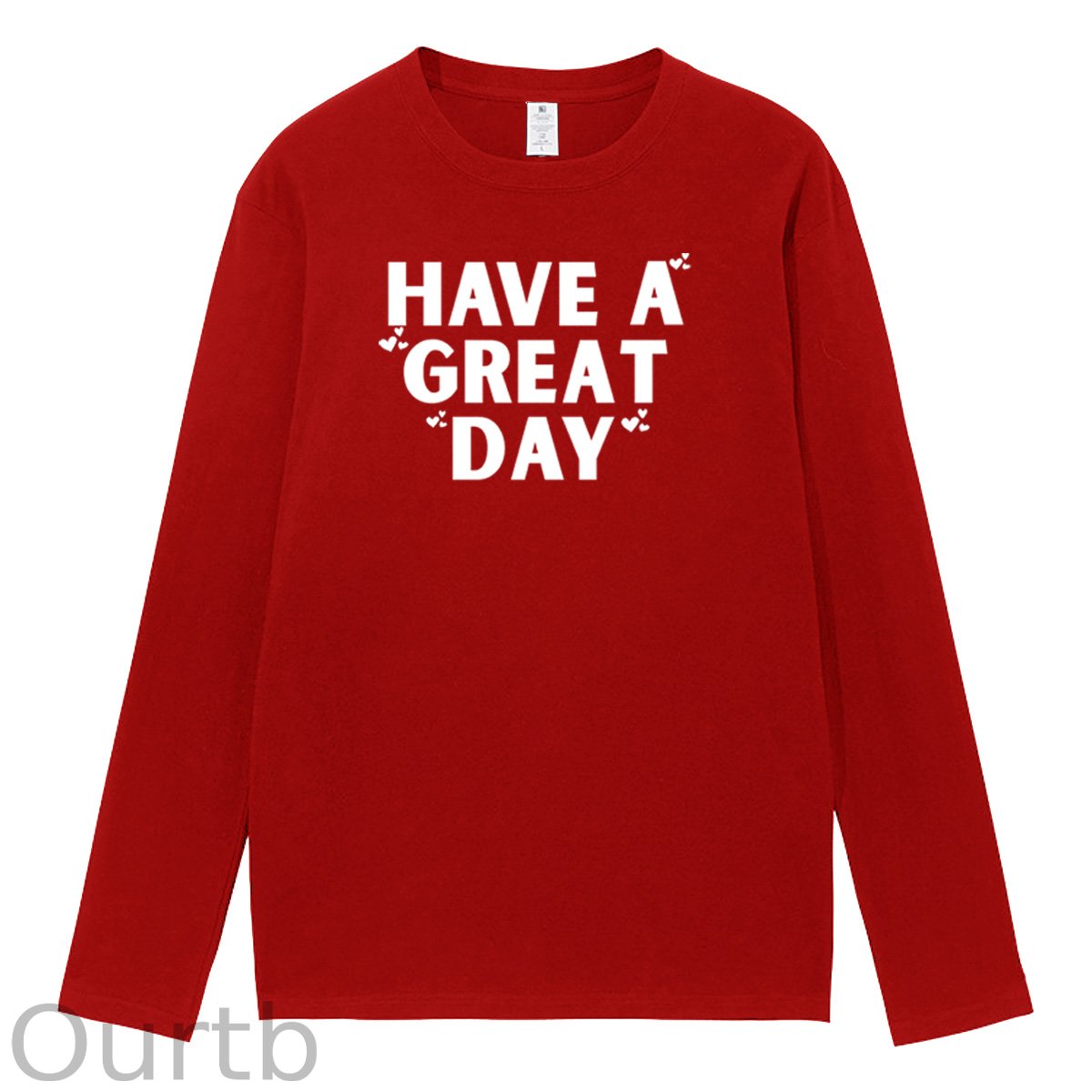 Have A Great Day Pattern Pattern Long Sleeve 100% Cotton  T-Shirt