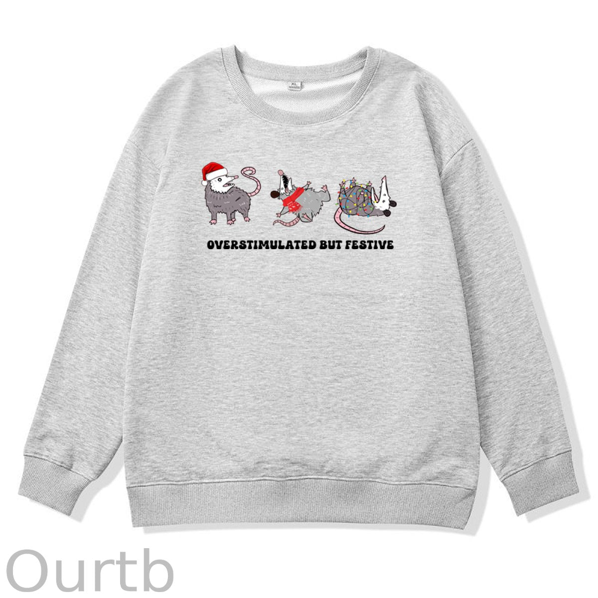 Christmas Overstimulated Festive Pattern 100% 300g CottonCrew Neck Sweatshirt