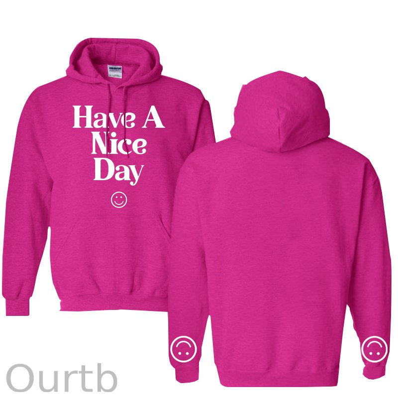 Have A Nice Day Smile  Pattern 100% 300g Cotton Classic Hoodie