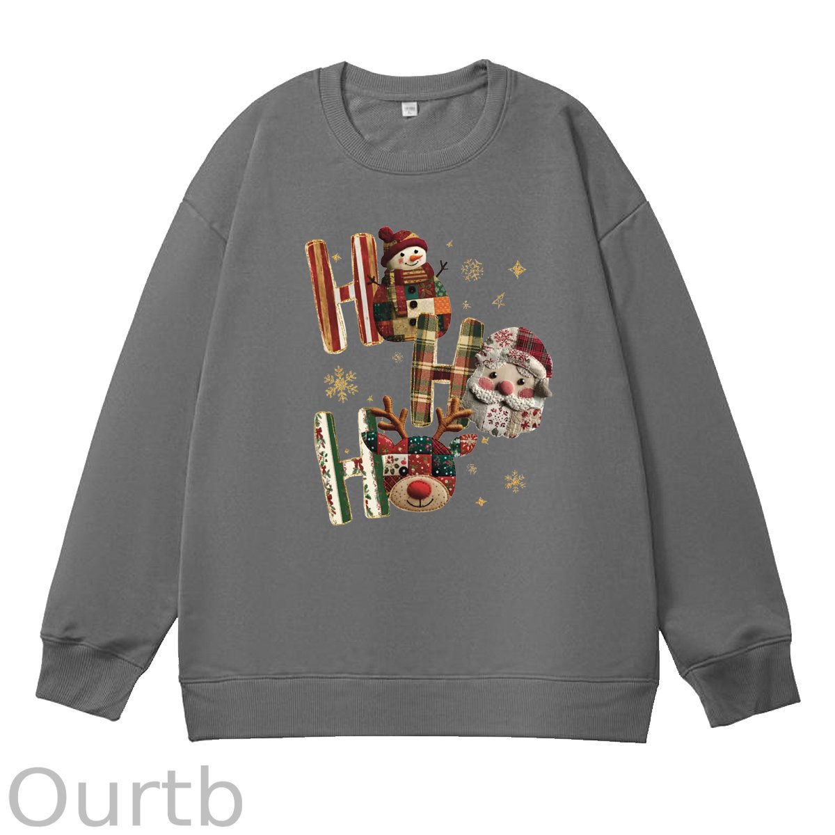 Christmas Ho Ho Ho  Pattern 100% 300g CottonCrew Neck Sweatshirt