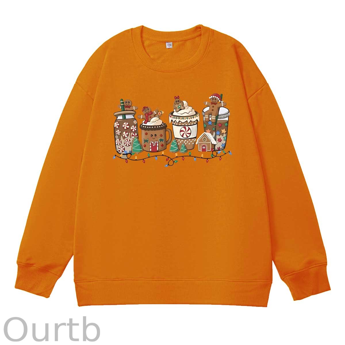 Christmas Gingerbread Man Pattern 100% 300g CottonCrew Neck Sweatshirt
