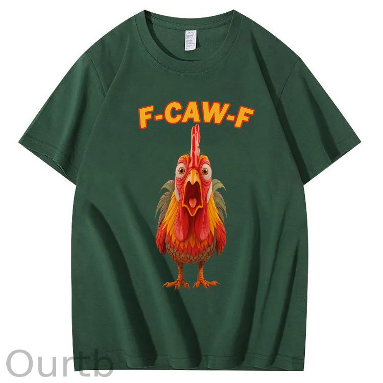 F-Caw-F Shocked Mouth Chicken Pattern100% Cotton T-Shirt