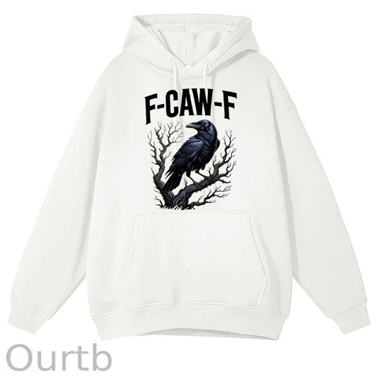 F-Caw-F Crow Cotton Fleece Hooded Sweatshirt