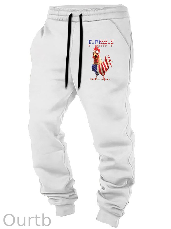 F-Caw-F Shocked American Chicken Pattern Print Casual  Casual Sweatpants