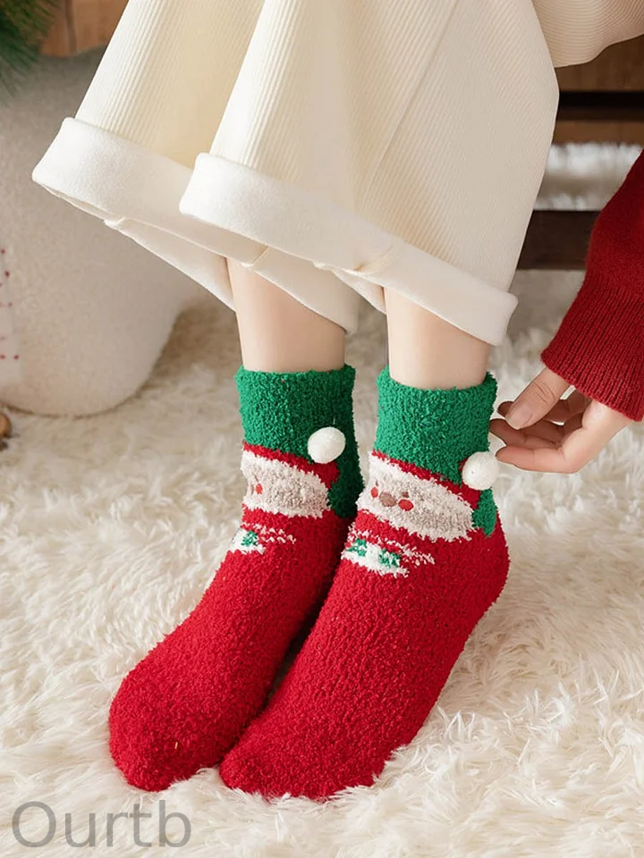 Christmas Ball Coral Fleece Socks Gift Box Christmas Gift Thickened Cartoon Sleep Socks