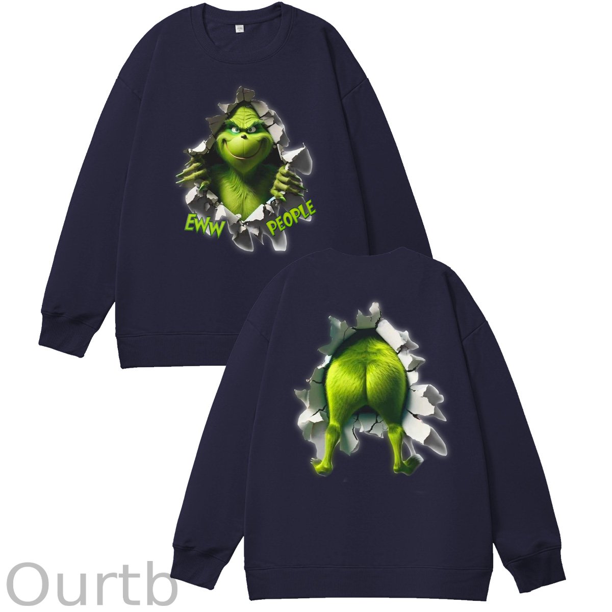 Christmas Funny Pattern 100% 300g CottonCrew Neck Sweatshirt