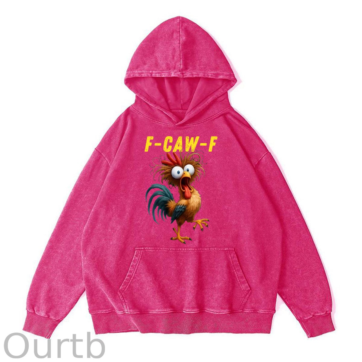 F-Caw-F Crazy Chicken  Pattern Washing And Aging Process 100% 300g Cotton Classic Hoodie
