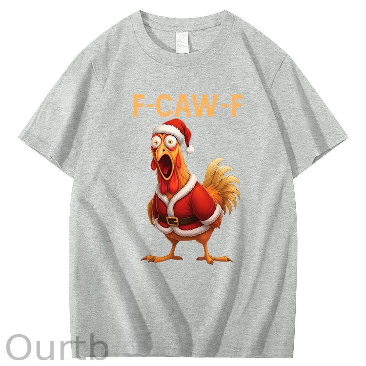 F-Caw-F Chicken Christmas 100% Cotton T-Shirt