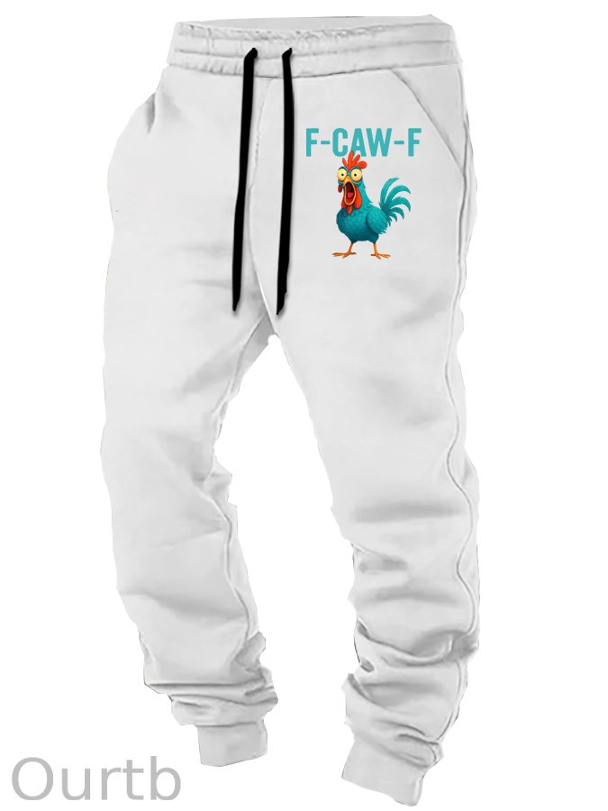 Funny Rooster Chicken F-Caw-F Chicken Pattern Print Casual Sweatpants
