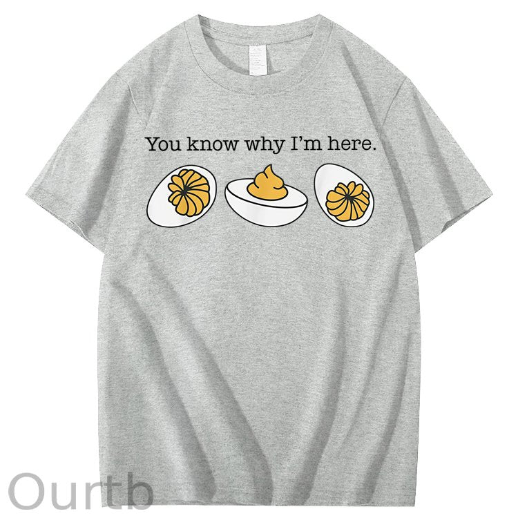 Retro Thanksgiving Dinner You Know Why I'm Here Deviled Egg 100% Cotton T-Shirt