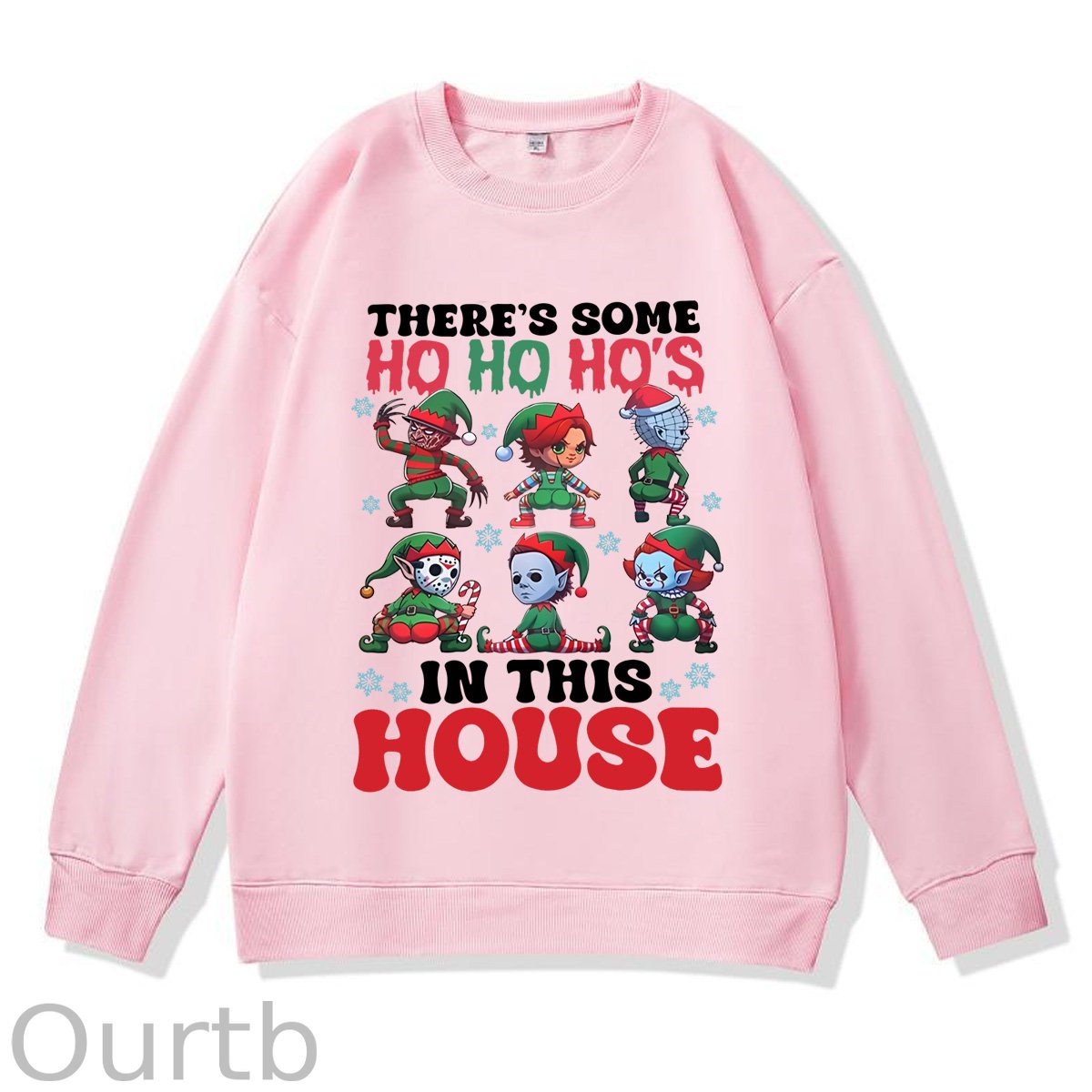 Christmas Ho Ho Ho‘s  Pattern 100% 300g CottonCrew Neck Sweatshirt