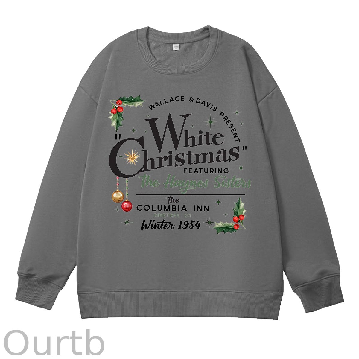 White Christmas Pattern 100% 300g CottonCrew Neck Sweatshirt