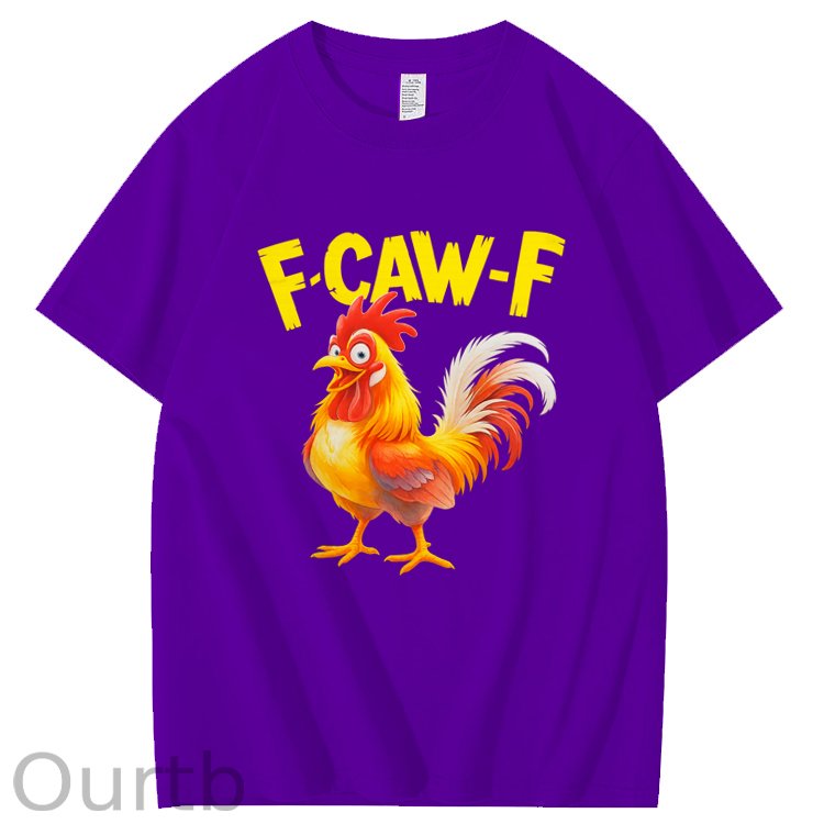 F-Caw-F  Happy Chicken Pattern100% Cotton T-Shirt